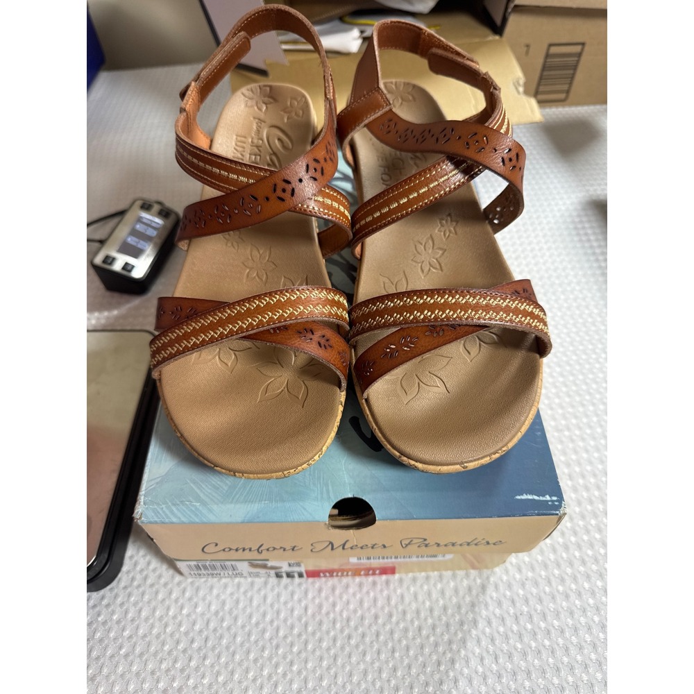 Skechers Wedge Sandals Women 11 Beverlee Delicate Glow Luggage 119339W NIB